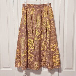 Riverstone Cotton Vintage Cotton Skirt-Sz Large-Flowy Bottom-Elastic Waist-Pull